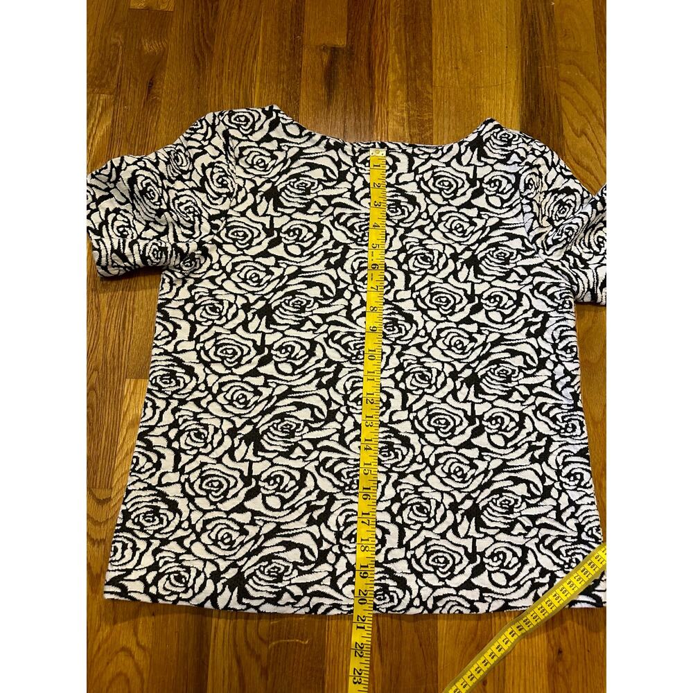 Philosophy Women’s Large Black White Rose Floral Short Sleeve High Neck Work - Picture 5 of 9